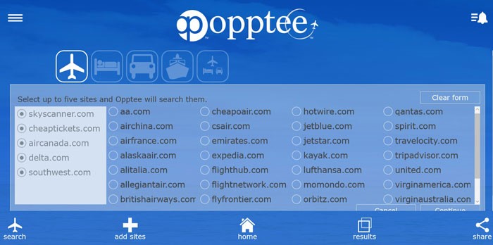 Opptee-flight-list-on-windows