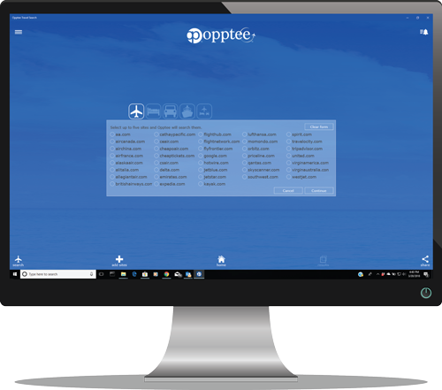 opptee-flight-choices-screen-windows
